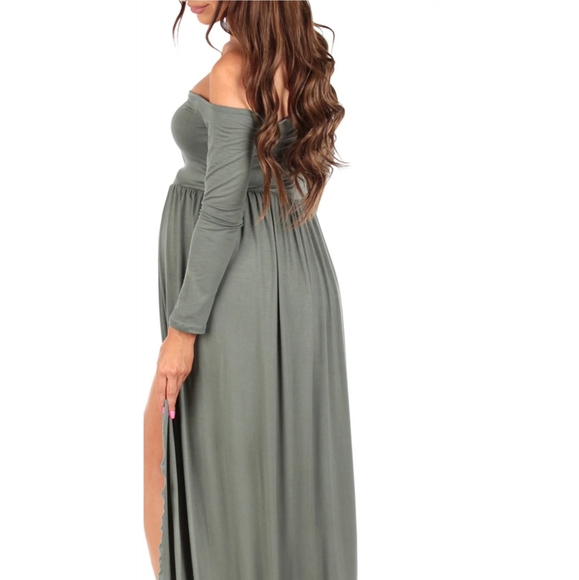 16) MOTHER BEE Off-the-Shoulder Photoshoot Drape Gown Sz. XL - Picture 2 of 8